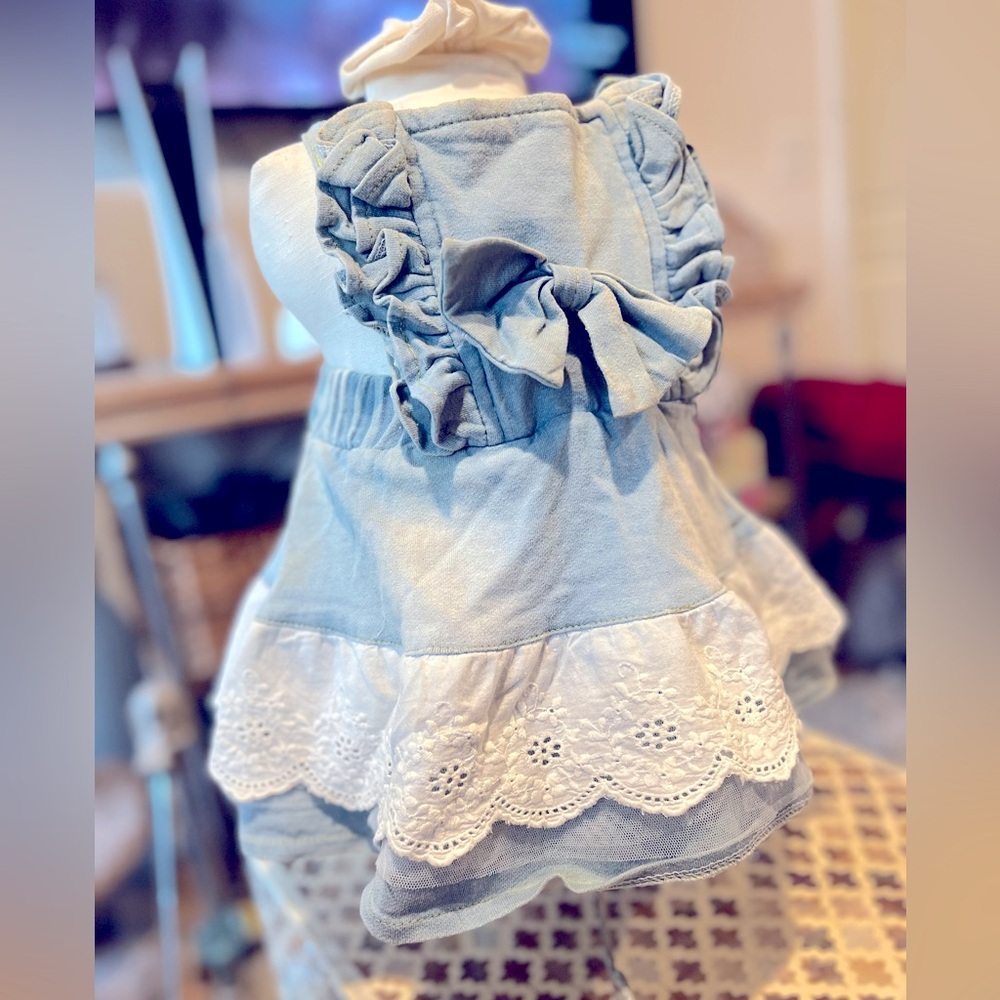 Super soft eyelet ruffle bow jumper, dress skirt